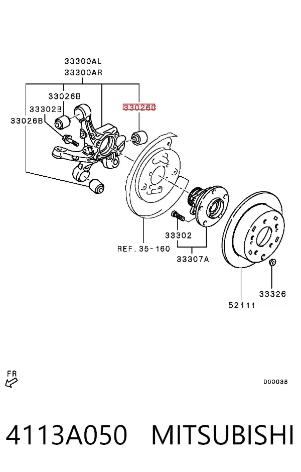 Silentblock czopu tylnego 4113A050 Mitsubishi