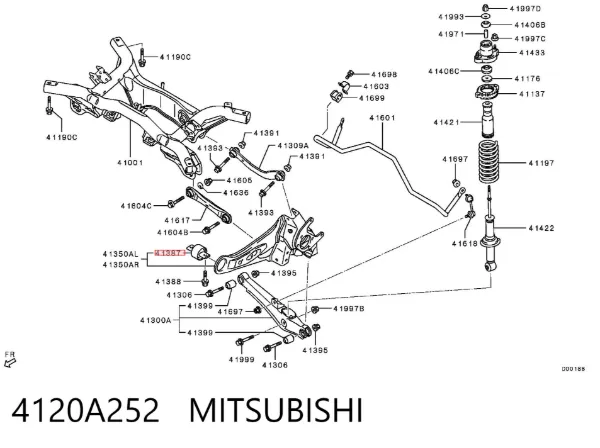 Silentblock tylnego wahacza podłużnego przedni 4120A252 Mitsubishi