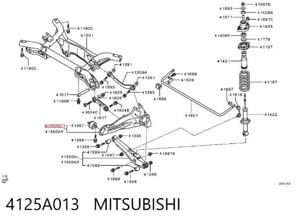 Wahacz (drążek) zawieszenia tylnego podłużny dolny lewy 4125A013 Mitsubishi