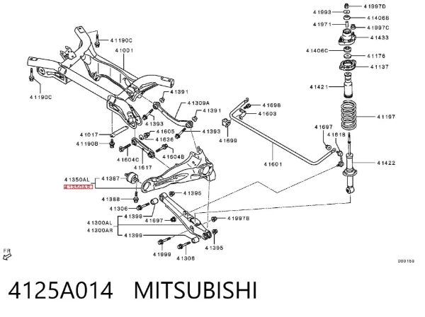 Wahacz (drążek) zawieszenia tylnego podłużny dolny prawy 4125A014 Mitsubishi