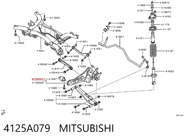 Czop (zwortnica) tylny lewy 4125A079 Mitsubishi