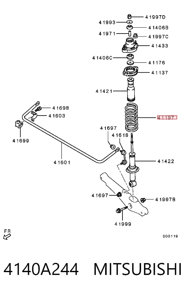 Sprężyna tylna 4140A244 Mitsubishi