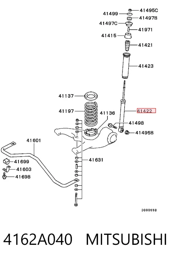 Amortyzator tylny 4162A040 Mitsubishi