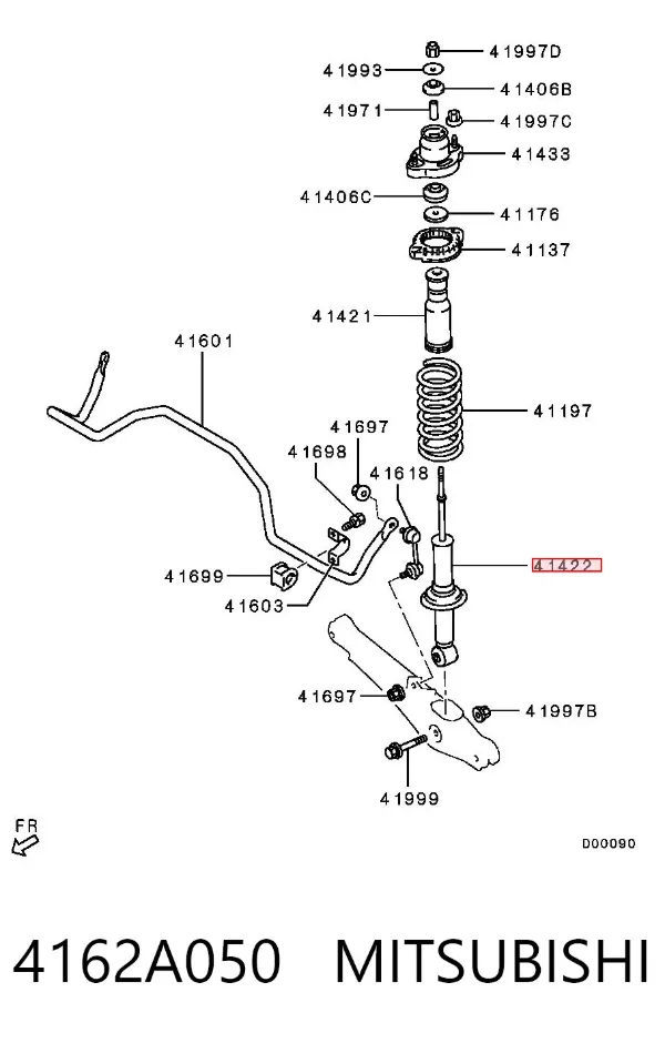 Amortyzator tylny 4162A050 Mitsubishi
