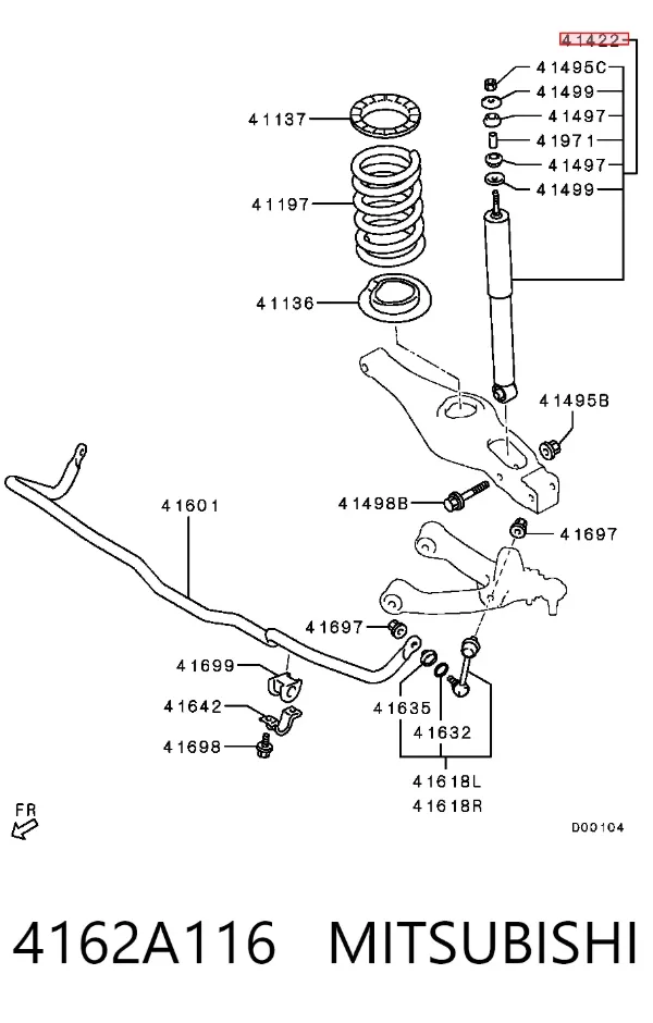 Amortyzator tylny 4162A116 Mitsubishi