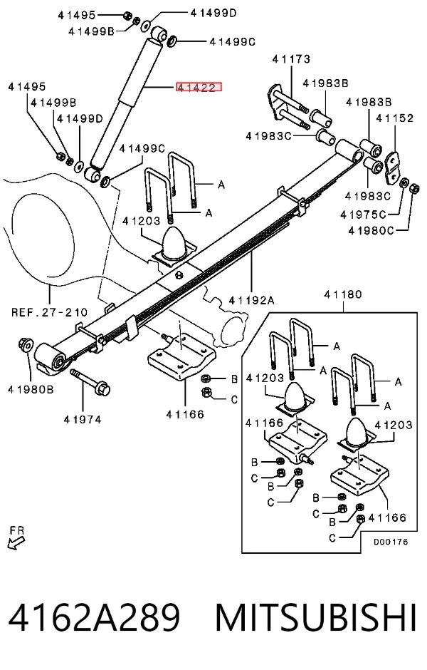 Amortyzator tylny 4162A289 Mitsubishi