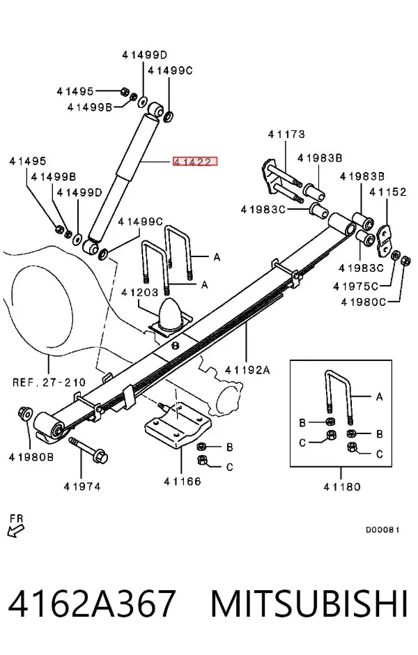 Amortyzator tylny 4162A367 Mitsubishi