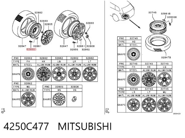 Czujnik ciśnienia w oponach 4250C477 Mitsubishi