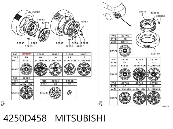 Felgi kół odlewane (lekkostopowe, tytanowe) 4250D458 Mitsubishi