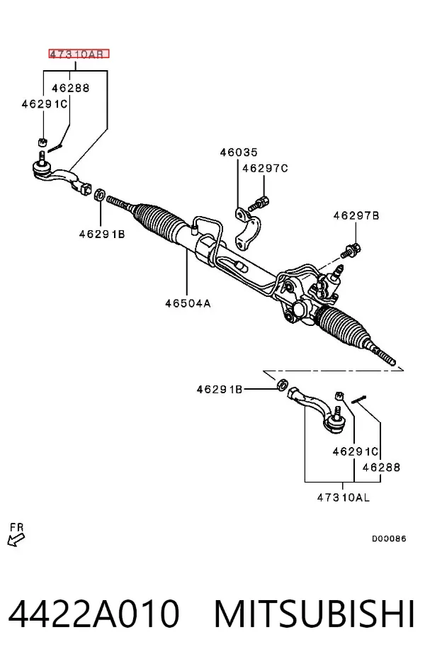 Końcówka drążka kierowniczego zewnętrzna 4422A010 Mitsubishi