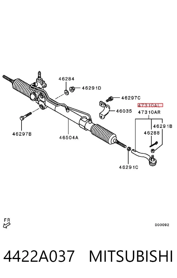 Końcówka drążka kierowniczego zewnętrzna 4422A037 Mitsubishi