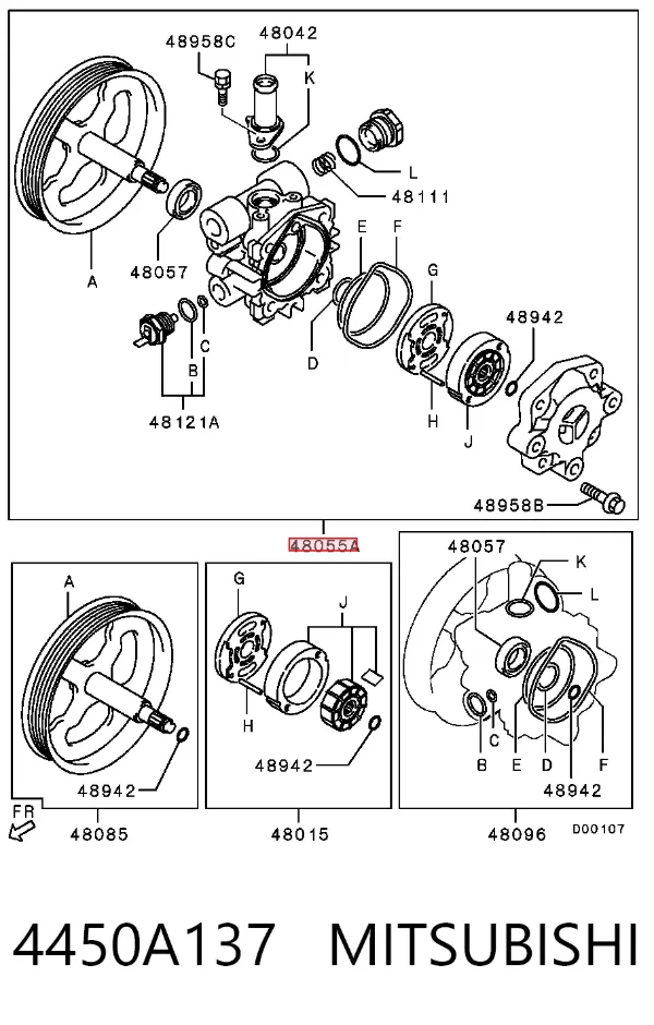 Pompa wspomagania hydraulicznego kierownicy 4450A137 Mitsubishi