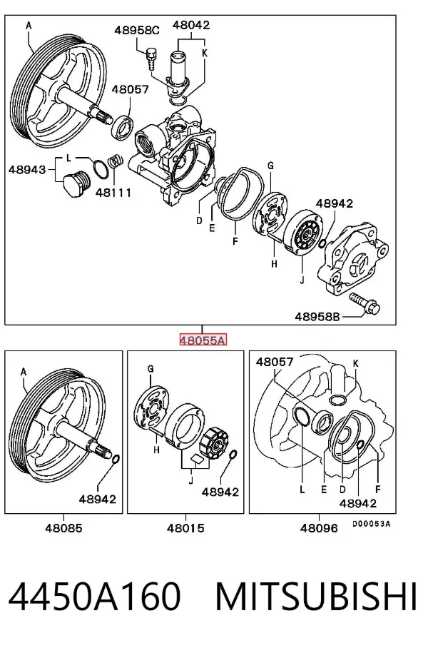 Pompa wspomagania hydraulicznego kierownicy 4450A160 Mitsubishi