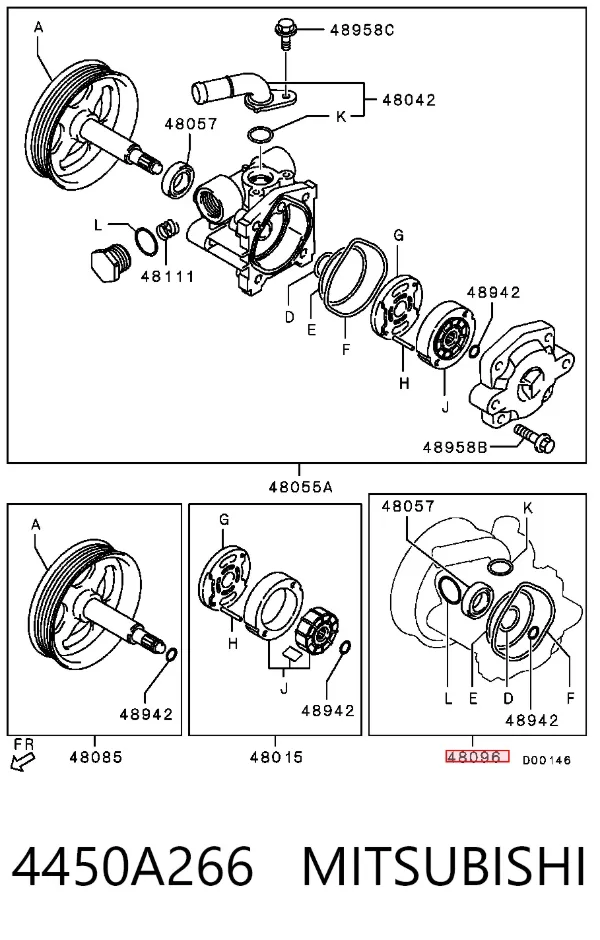 Zestaw naprawczy pompy wspomagania hydraulicznego Mitsubishi Lancer X