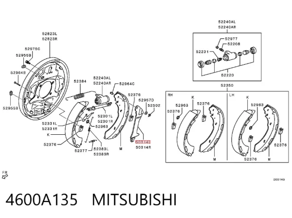 Zestaw naprawczy hamulca postojowego (ręcznego) 4600A135 Mitsubishi