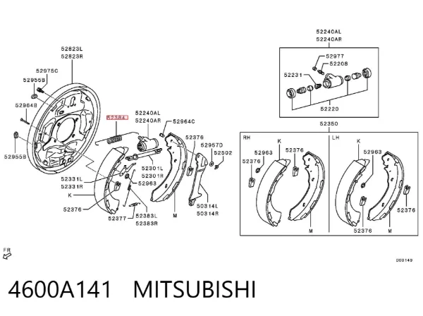 Sprężyna tylnych szczęk hamulcowych 4600A141 Mitsubishi