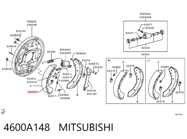 Zestaw naprawczy hamulców tylnych 4600A148 Mitsubishi
