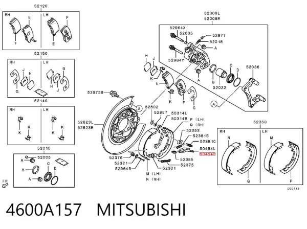Zestaw naprawczy hamulca postojowego (ręcznego) 4600A157 Mitsubishi