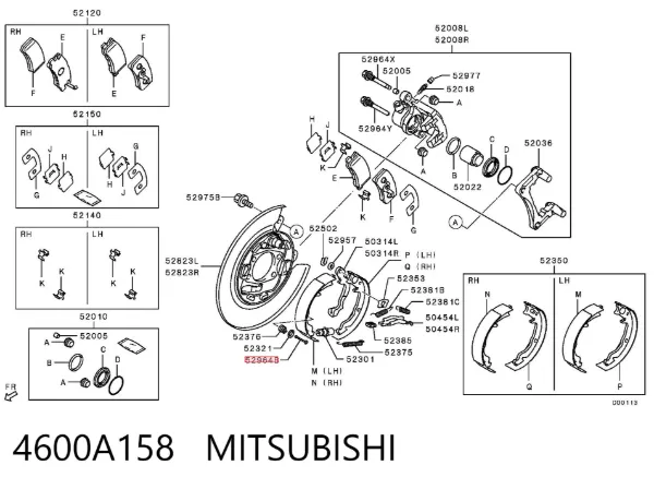 Tuleja tylnych klocków hamulcowych bębnowych 4600A158 Mitsubishi