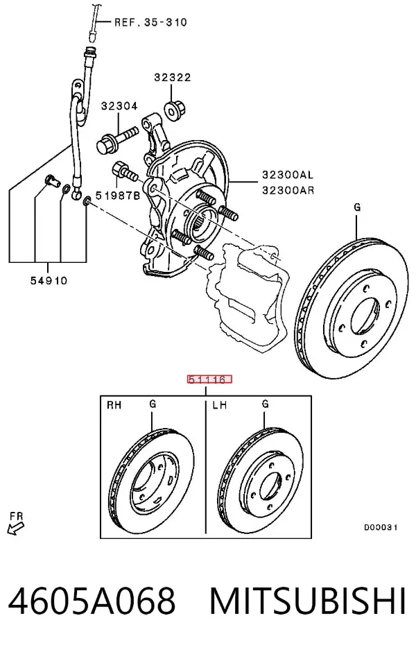 Tarcza hamulcowa przednia 4605A068 Mitsubishi