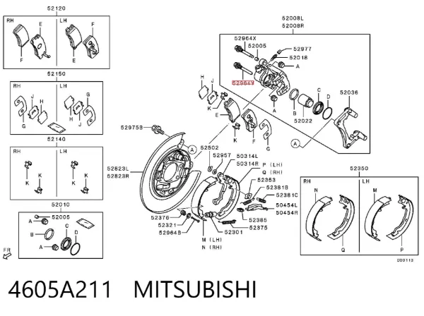 Prowadnica zacisku tylnego górna 4605A211 Mitsubishi