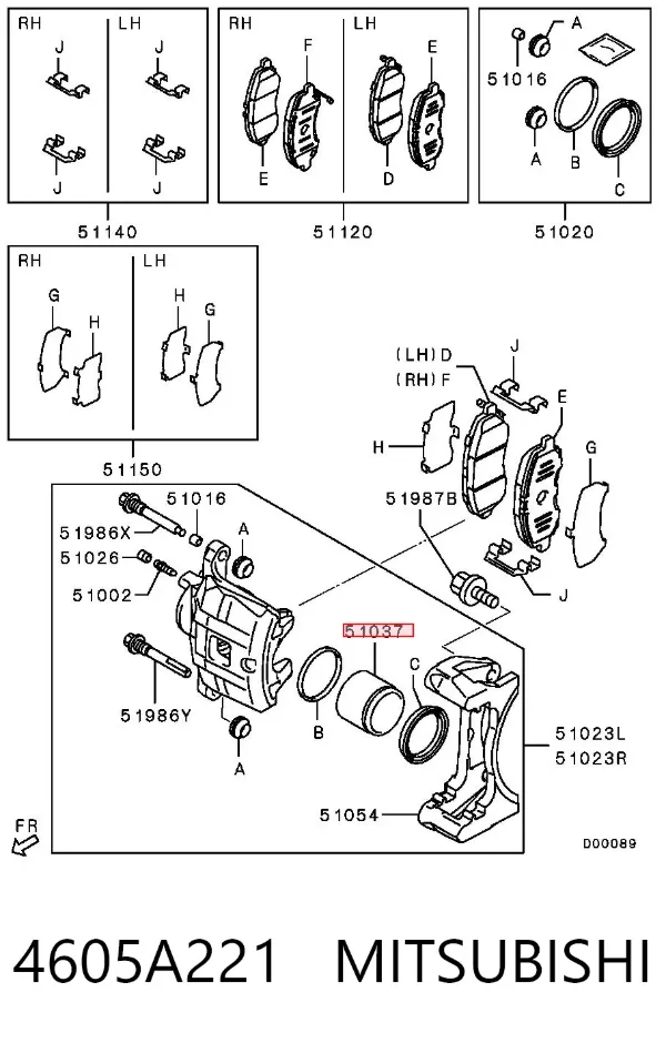 Tłoczek zacisku hamulcowego przedniego 4605A221 Mitsubishi