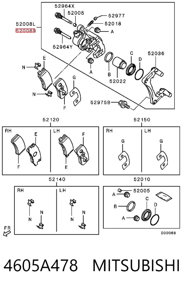 Zacisk hamulcowy tylny prawy 4605A478 Mitsubishi