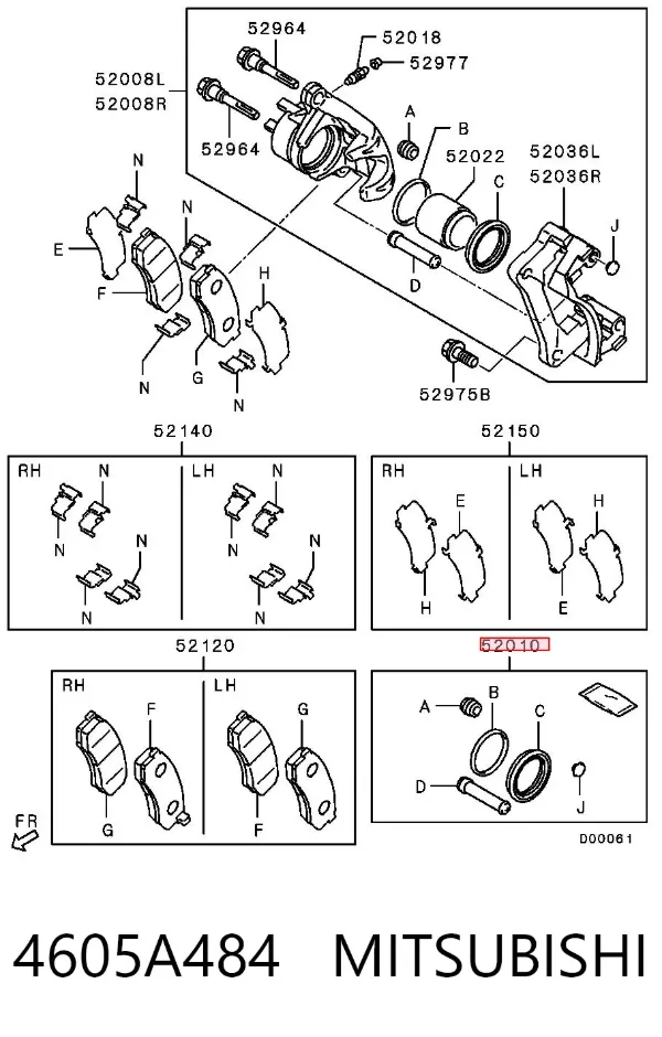 Zestaw naprawczy zacisku hamulcowego tylnego 4605A484 Mitsubishi