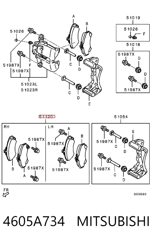 Klocki hamulcowe przednie tarczowe 4605A734 Mitsubishi