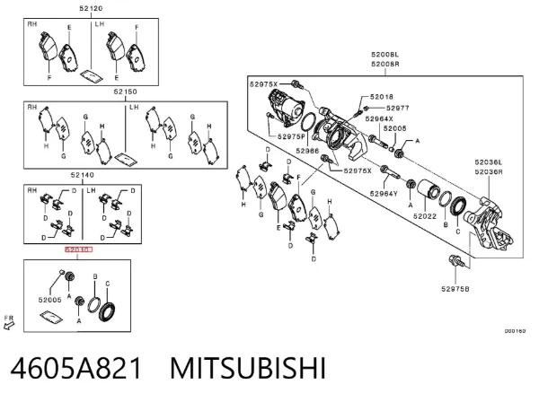 Zestaw naprawczy zacisku hamulcowego tylnego 4605A821 Mitsubishi