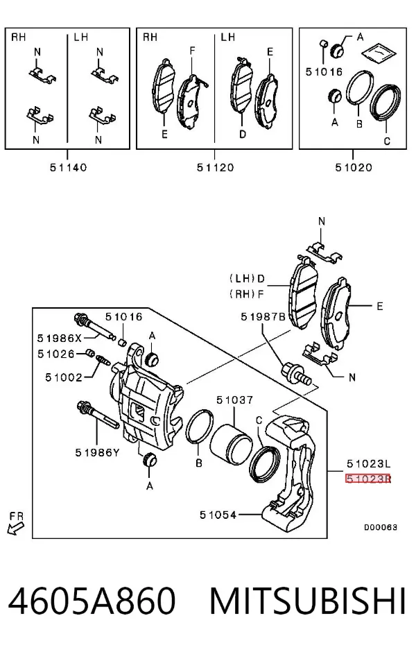 Zacisk hamulcowy przedni prawy 4605A860 Mitsubishi