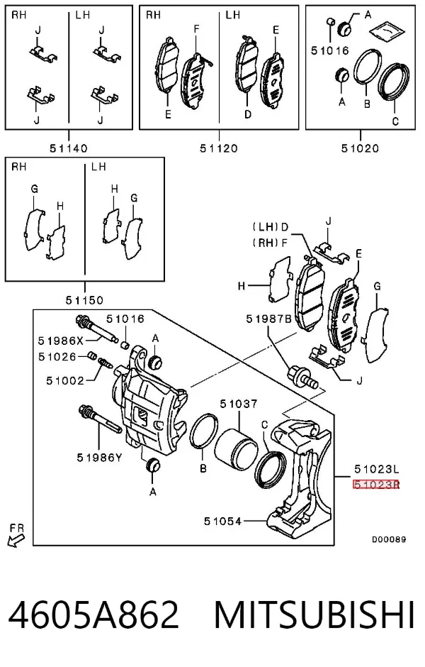 Zacisk hamulcowy przedni prawy 4605A862 Mitsubishi