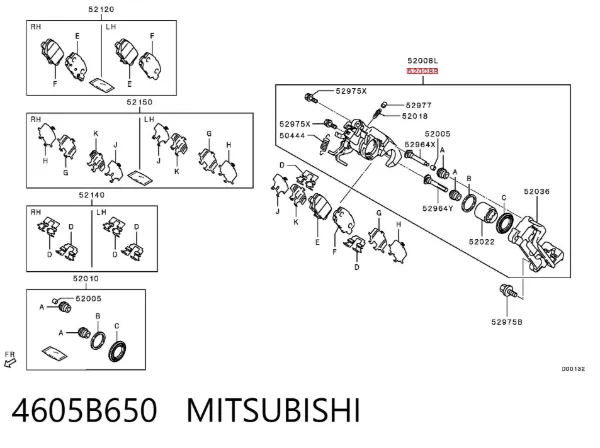 Zacisk hamulcowy tylny prawy 4605B650 Mitsubishi