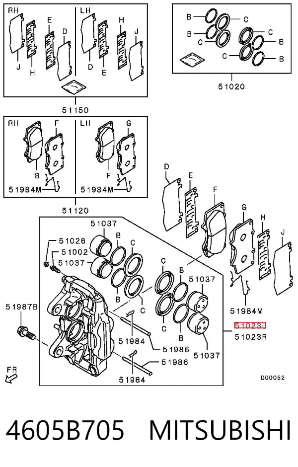 Zacisk hamulcowy przedni lewy 4605B705 Mitsubishi