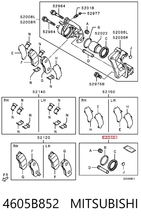 Zestaw naprawczy zacisku hamulcowego tylnego 4605B852 Mitsubishi