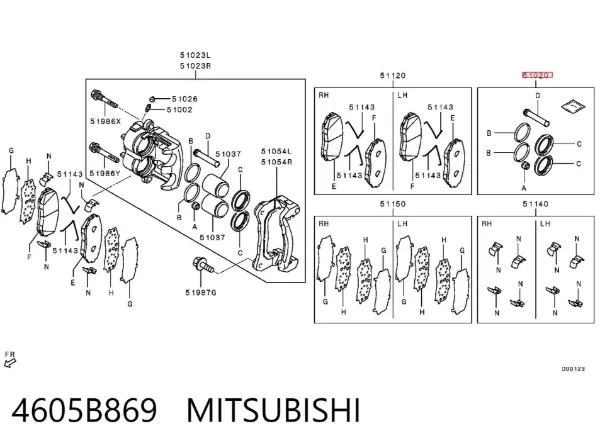 Zestaw naprawczy zacisku hamulcowego przedniego 4605B869 Mitsubishi