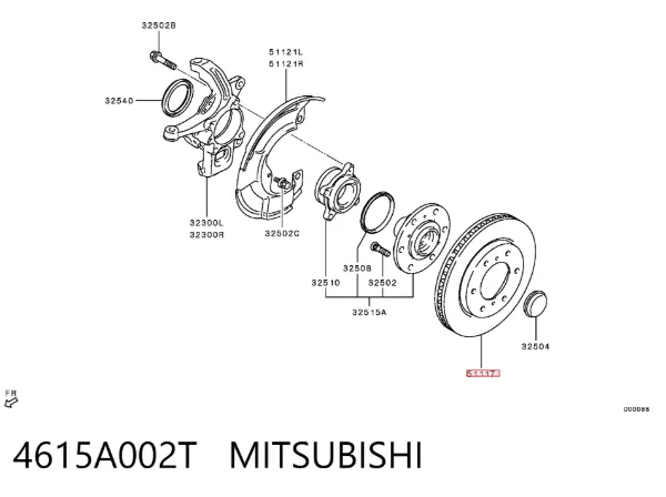 Tarcza hamulcowa przednia 4615A002T Mitsubishi
