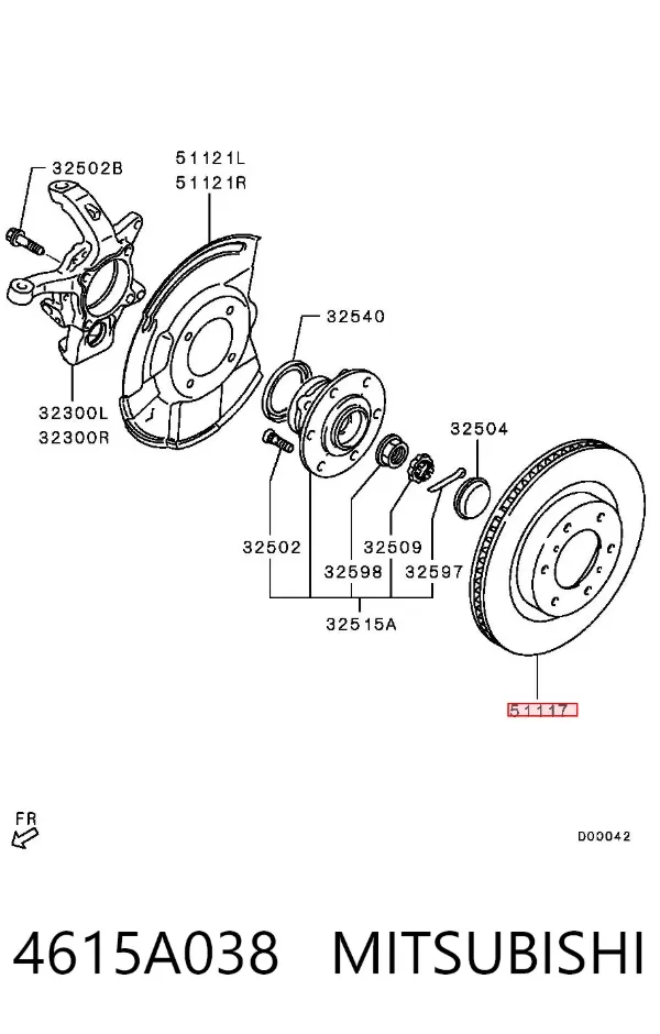 Tarcza hamulcowa przednia 4615A038 Mitsubishi