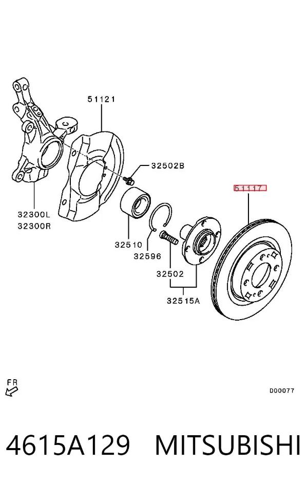 Tarcza hamulcowa przednia 4615A129 Mitsubishi