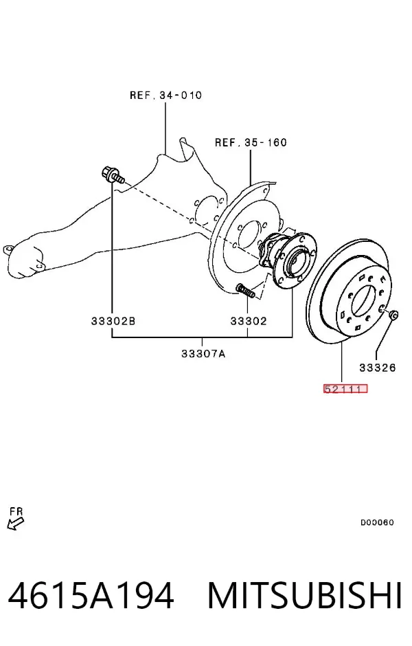 Tarcza hamulcowa tylna 4615A194 Mitsubishi