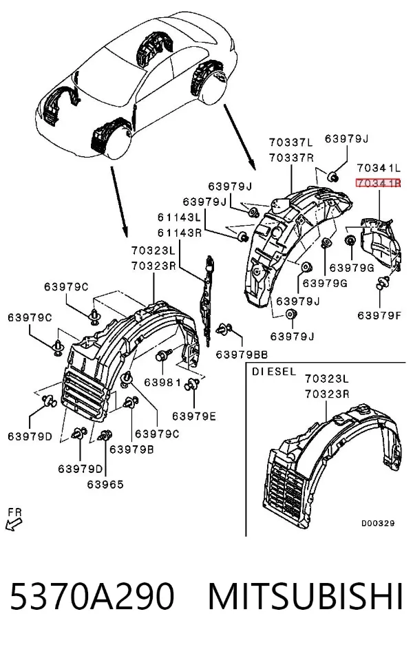 Nadkole błotnika tylnego prawe tylne 5370A290 Mitsubishi