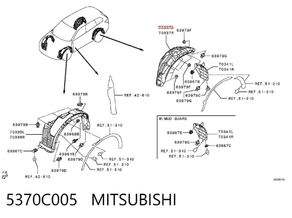 Nadkole błotnika tylnego lewe 5370C005 Mitsubishi
