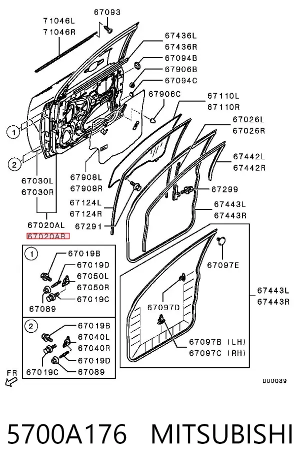 Drzwi przednie prawe 5700A176 Mitsubishi