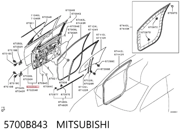 Drzwi przednie lewe 5700B843 Mitsubishi