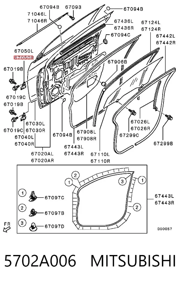 Zawias drzwi przednich lewych 5702A006 Mitsubishi