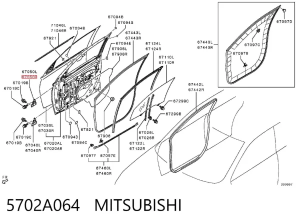 Zawias drzwi przednich lewych 5702A064 Mitsubishi