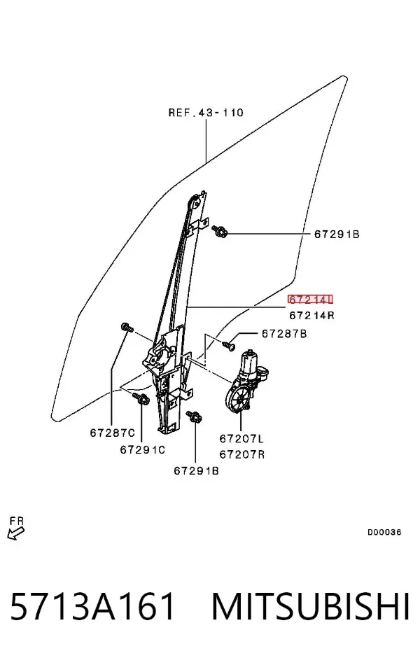 Mechanizm podnoszenia szyby drzwi przednich lewych Mitsubishi Pajero IV LONG