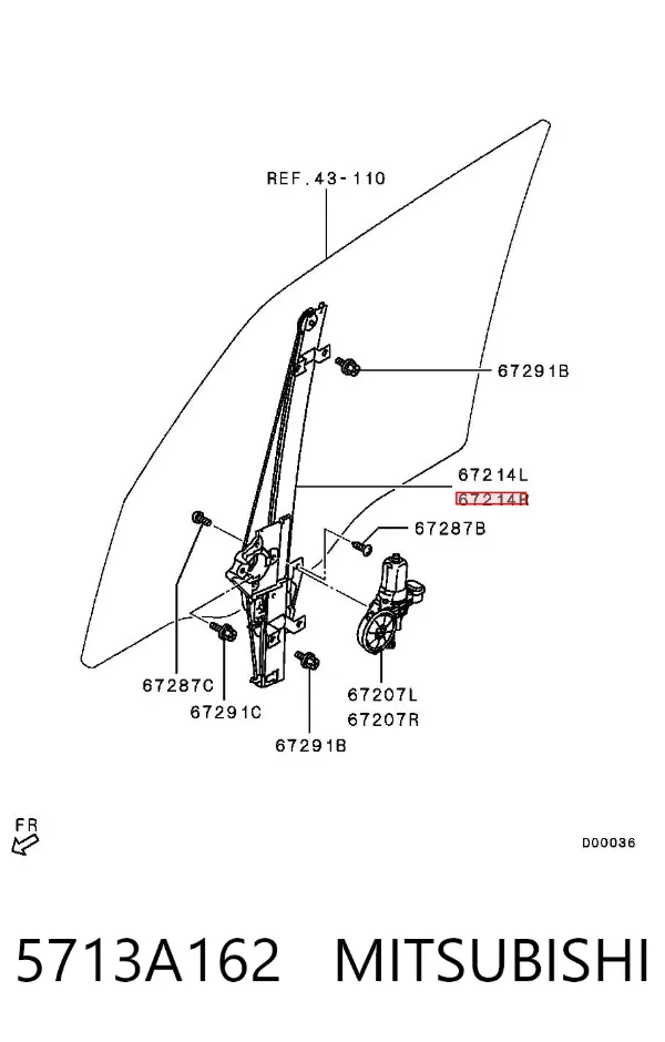 Mechanizm podnoszenia szyby drzwi przednich prawych Mitsubishi Pajero IV LONG