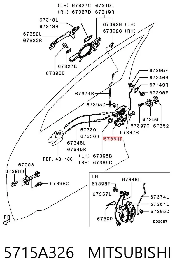 Zamek drzwi przednich prawych 5715A326 Mitsubishi