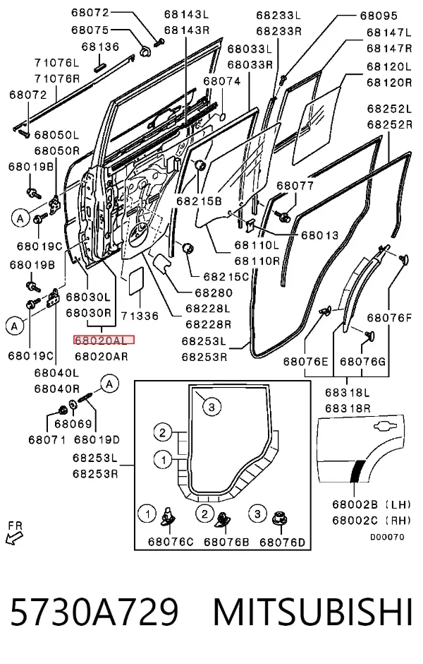 Drzwi tylne lewe 5730A729 Mitsubishi